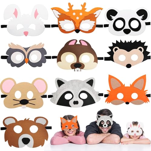 10 Stück Tiermasken Filz, Halbmasken für Kinder, Augenmaske für Geburtstag, Cosplay Masken zum Ausmalen, für Maskerade, Halloween, Weihnachten 10 Stück Tiermasken Filz, Halbmasken für Kinder, Augenmaske für Geburtstag, Cosplay Masken zum Ausmalen, für Maskerade, Halloween, Weihnachten von TaimeiMao