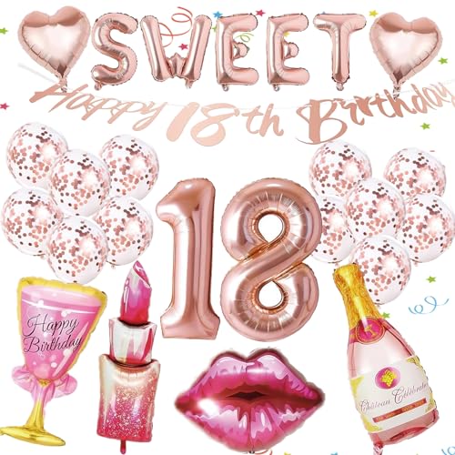 21 Stück Deko 18 Geburtstag Mädchen, Sweet 18 Deko, Luftballon 18. Geburtstag DeKo Mädchen Roségold, mit Zahlen Luftballon 18, Liebesherz, Lippenstiftballon, Sweet 18. GeburTstag MädChen 21 Stück Deko 18 Geburtstag Mädchen, Sweet 18 Deko, Luftballon 18. Geburtstag DeKo Mädchen Roségold, mit Zahlen Luftballon 18, Liebesherz, Lippenstiftballon, Sweet 18. GeburTstag MädChen von TaimeiMao