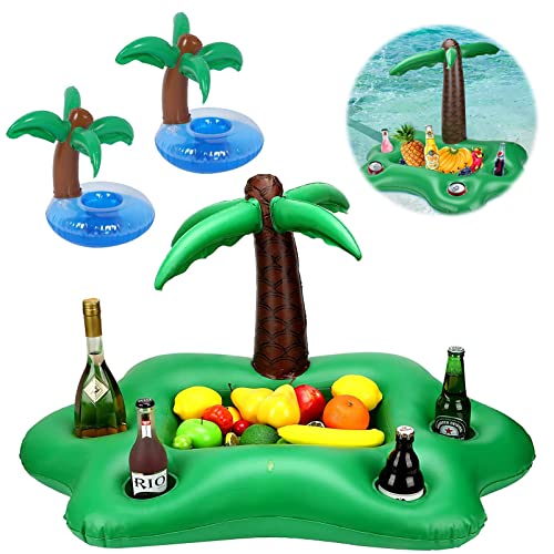 3 Stück Aufblasbare Getränkehalter, Getränkehalter Pool Aufblasbar Palme,Pool Untersetzer,Poolbar Aufblasbar,Schwimmende Getränkehalter für Pool Beachparty 95X55X55 cm von TaimeiMao
