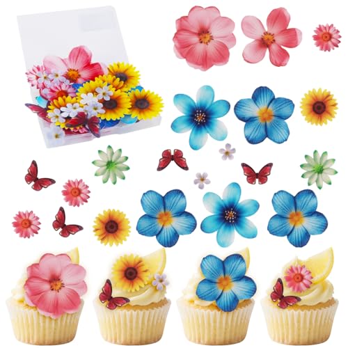 60 Stück Essbare Blume Schmetterling Kuchen Topper, Essbare Blüten Cupcake Topper Schmetterlinge Esspapier Blüten Kuchen Deko Hochzeit, Dschungel Geburtstag Dekoration für Hawaii 60 Stück Essbare Blume Schmetterling Kuchen Topper, Essbare Blüten Cupcake Topper Schmetterlinge Esspapier Blüten Kuchen Deko Hochzeit, Dschungel Geburtstag Dekoration für Hawaii von TaimeiMao