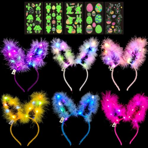 TaimeiMao 6 PCS Hasen Leuchtendes Stirnband, LED Stirnband, Leuchtende Haarbänder, Leuchtende Kopfbedeckung,für Ostergeburtstagsfeier Kinder und Leucht Kopfstück Hairband für Erwachsene TaimeiMao 6 PCS Hasen Leuchtendes Stirnband, LED Stirnband, Leuchtende Haarbänder, Leuchtende Kopfbedeckung,für Ostergeburtstagsfeier Kinder und Leucht Kopfstück Hairband für Erwachsene von TaimeiMao
