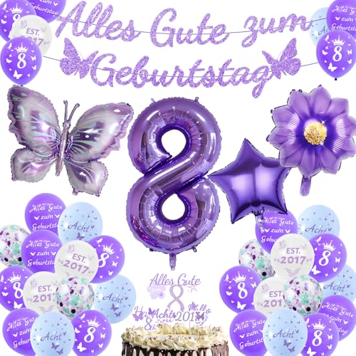 8 Jahre Schmetterling Geburtstag Deko 50 Stück, mit Luftballon Blume, Schmetterlinge Tortendeko, Schmetterling Folienballon 8 Jahre, Bunt Schmetterlinge Geburtstagsdeko, Mädchen 8 JAhre 8 Jahre Schmetterling Geburtstag Deko 50 Stück, mit Luftballon Blume, Schmetterlinge Tortendeko, Schmetterling Folienballon 8 Jahre, Bunt Schmetterlinge Geburtstagsdeko, Mädchen 8 JAhre von TaimeiMao