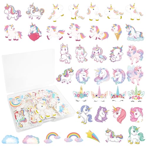 80 Stück Einhorn Tortendeko Essbar,Einhorn Kuchendeko,Essbare Tortenaufleger,Esspapier Tortendeko,Einhorn Cake Topper,für Kinder Mädchen Junge Geburtstag Baby Shower Party (Mehrfarbig - Einhorn) von TaimeiMao