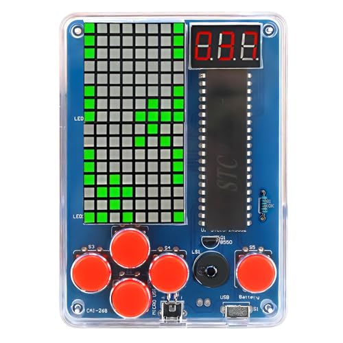 DIY SpielekonsoleLöten Elektronik Baukasten Handheld Game Console mit Vier Spielen Acrylgehäuse Löt Bausatz für Studenten Lernen und den täglichen Gebrauch Geschenk von TaimeiMao