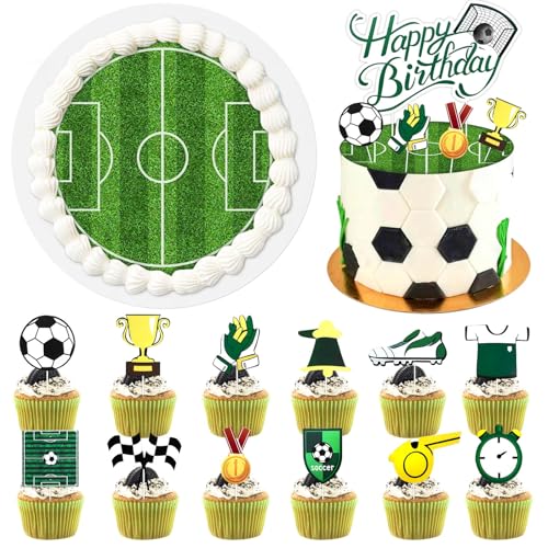 Essbare Tortendeko für Kinder - Fußball Tortenaufleger und Cupcake Topper als Geburtstagsdeko - Esspapier Essbare Tortendeko für Kinder - Fußball Tortenaufleger und Cupcake Topper als Geburtstagsdeko - Esspapier von TaimeiMao