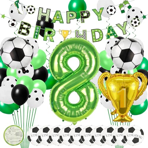 Fußball Deko Geburtstag 8 Jahre Junge,Luftballon 8,Geburtstag Deko 8 Jahre Kinder, Fussball Luftballon Für Party Kindergeburtstag Deko von TaimeiMao