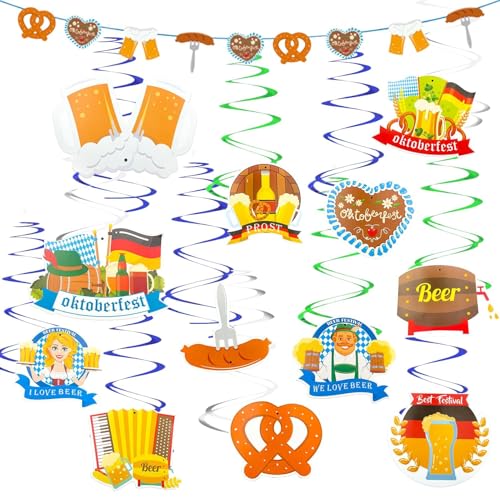 33 Stück Oktoberfest Deko Set, Oktoberfest Deckenhänger Wirbel Spiral Girlande, Bayerisch Oktoberfest Deko, Bierfest Party Dekoration, Flagge Oktoberfest, Zum Aufhängen Für Outdoor Bierzelten Garten 33 Stück Oktoberfest Deko Set, Oktoberfest Deckenhänger Wirbel Spiral Girlande, Bayerisch Oktoberfest Deko, Bierfest Party Dekoration, Flagge Oktoberfest, Zum Aufhängen Für Outdoor Bierzelten Garten von TaimeiMao