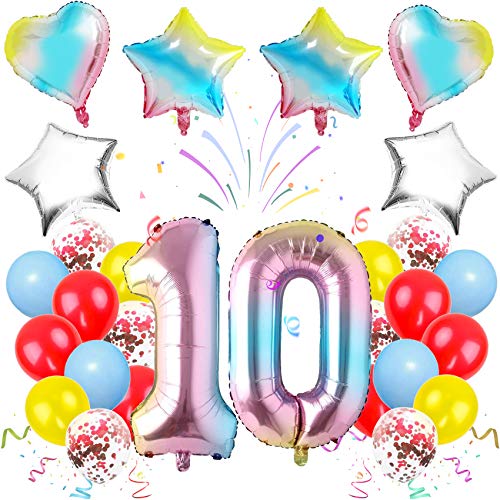 Luftballon 10. Geburtstag Rosa,Geburtstagsdeko 10 Jahr Mädchen, Happy Birthday Dekoration Zahl,Zahlenballon Deko zum Geburtstag,Nummerndekoration,Riesen Folienballon,Happy Birthday Dekoration von TaimeiMao