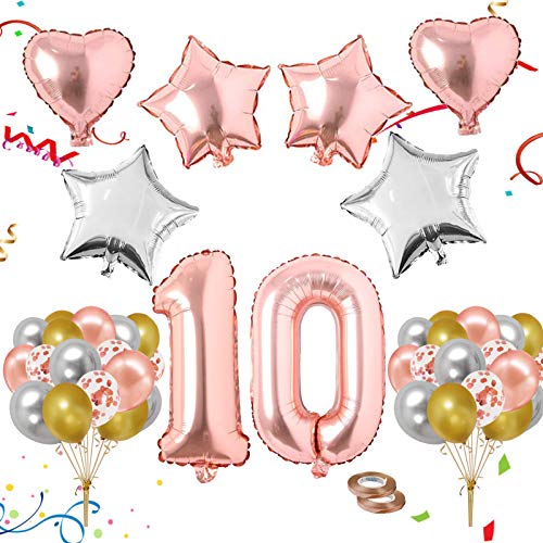 Luftballon 10. Geburtstag Rosegold,Geburtstagsdeko 10 Jahr Mädchen,Happy Birthday Folienballon,Happy Birthday Dekoration Zahl,Riesen Folienballon,Nummerndekoration,Happy Birthday Dekoration von TaimeiMao
