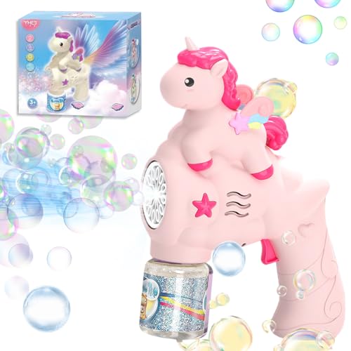 Seifenblasenpistole,Einhorn Bubble Machine,Seifenblasenmaschine,Bubble Machine Gun für Kinder,Automatic Bubble Gun,Bubble Machine Gun,Seifenblasenpistole für Outdoor,Party,Hochzeit,Geburtstag(pink) von TaimeiMao