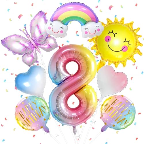 8 Stück 8 Jahre Schmetterlinge Luftballons Geburtstagsdeko mit Band 8 Jahre Mädchen Folienballon Sonne Schmetterling Ballon Kindergeburtstag Deko Happy Birthday Decorations Themenparty Dekoration 8 Stück 8 Jahre Schmetterlinge Luftballons Geburtstagsdeko mit Band 8 Jahre Mädchen Folienballon Sonne Schmetterling Ballon Kindergeburtstag Deko Happy Birthday Decorations Themenparty Dekoration von TaimeiMao