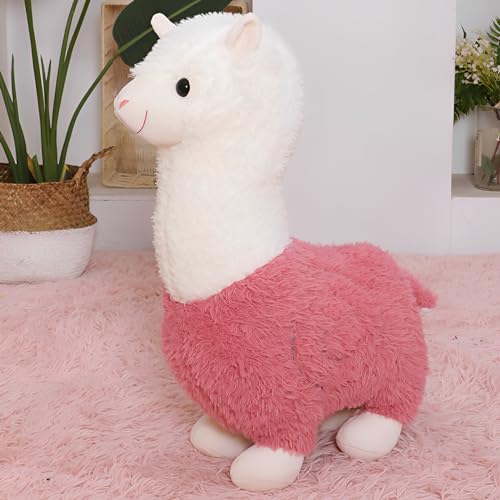 TaimeiMao Alpaka Kuscheltier,26cm Stand Alpaka Stofftier Plüschtier,Kuscheltier Alpaka Plüsch für Kinder Mädchen Liebhaber, Rosa von TaimeiMao