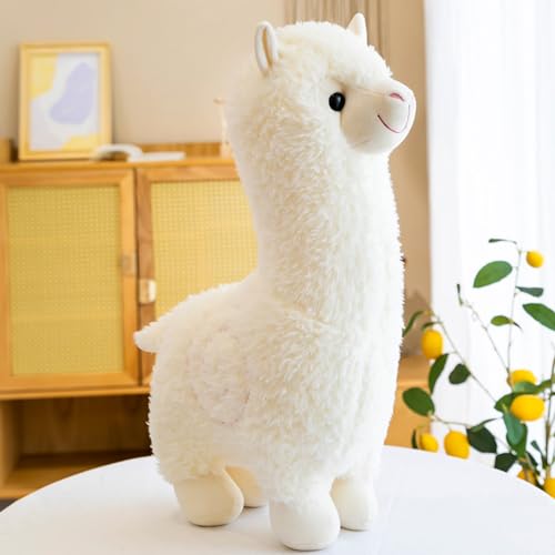 TaimeiMao Alpaka Kuscheltier,25cm Stand Alpaka Stofftier Plüschtier,Kuscheltier Alpaka Plüsch für Kinder Mädchen Liebhaber (Weiß) von TaimeiMao