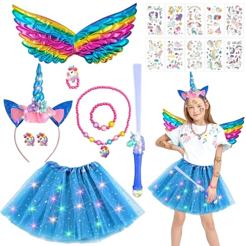 TaimeiMao Einhorn Kostüm Prinzessin Set mit LED,Einhorn Kostüm Mädchen,Einhorn Haarreif Flügel für Mädchen,Einhorn Kostüm Set,Einhorn Tütü,für Unicorn Cosplay Kindergeburtstag Karneval. TaimeiMao Einhorn Kostüm Prinzessin Set mit LED,Einhorn Kostüm Mädchen,Einhorn Haarreif Flügel für Mädchen,Einhorn Kostüm Set,Einhorn Tütü,für Unicorn Cosplay Kindergeburtstag Karneval. von TaimeiMao