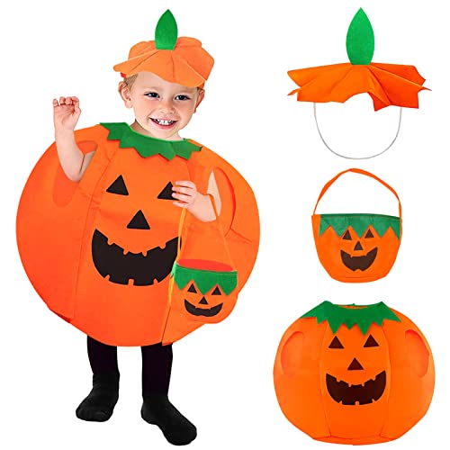 Kinder Kürbis Kostüm,Kinder Kürbis Umhang,Kürbiskostüm Halloween,Kürbis Umhang mit Hut Mütze ,Baby Kürbis Kostüm Halloween,Halloween Kostüm Kürbis Kind,für Pumpkin Halloween Cosplay Party Kleidung von TaimeiMao