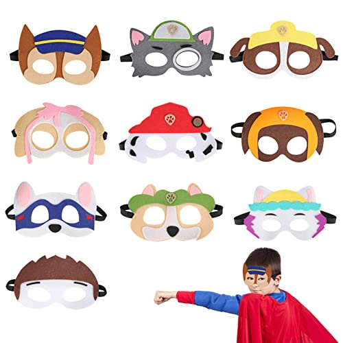 TaimeiMao 10 Stück Tiermasken Filz Tier Masks,Paw Dog Masken,Halbmasken Kinder,Geburtstag Augenmaske,Kinder Cosplay Masken,für Maskerade Halloween,Weihnachten,Geburtstag von TaimeiMao