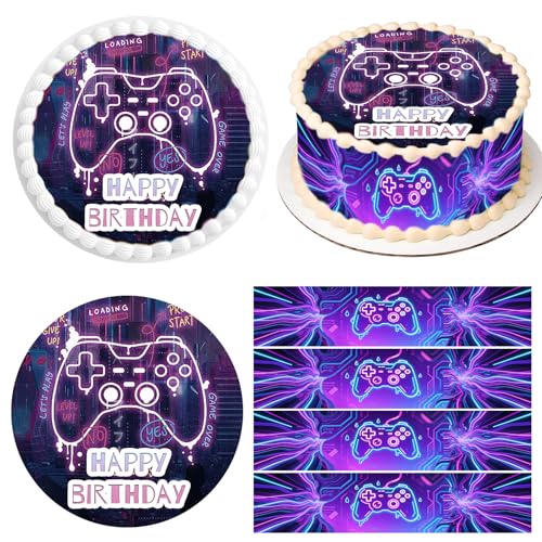 Tortendeko Essbar Gamer Neon,Esspapier Tortendeko Gaming Deko, 20cm Tortenaufleger Kuchendeko mit 4 Tortenband Game 24.5 x 5cm für Torten Geburtstag Junge Tortendeko Essbar Gamer Neon,Esspapier Tortendeko Gaming Deko, 20cm Tortenaufleger Kuchendeko mit 4 Tortenband Game 24.5 x 5cm für Torten Geburtstag Junge von TaimeiMao