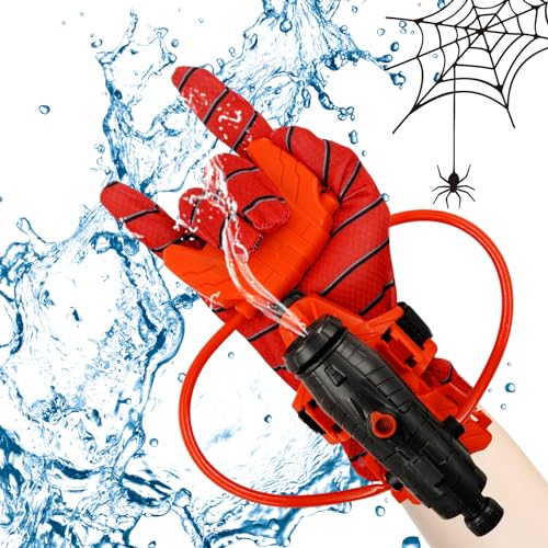 Wasserpistolen Spielzeug, Wasserpistole für Kinder Erwachsene, Wasserspritzpistole mit Spider Launcher Handschuhe, Sommer Schwimmbad Strand Outdoor Spaß Wasserschlacht Spielzeug(Schwarz/Rot) von TaimeiMao