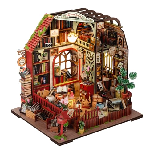 Taimimy DIY Miniatur Haus Puppenhaus Gewächshaus mit Licht und Möbeln, Mini DIY Miniature House kit für Erwachsene Geburtstagsgeschenk für Frauen und Mädchen(Buchpavillon) von Taimimy