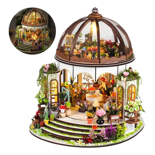 Taimimy DIY Miniatur Haus Puppenhaus Gewächshaus mit Licht und Möbeln, Mini DIY Miniature House kit für Erwachsene Geburtstagsgeschenk für Frauen und Mädchen (Gartenhaus) von Taimimy