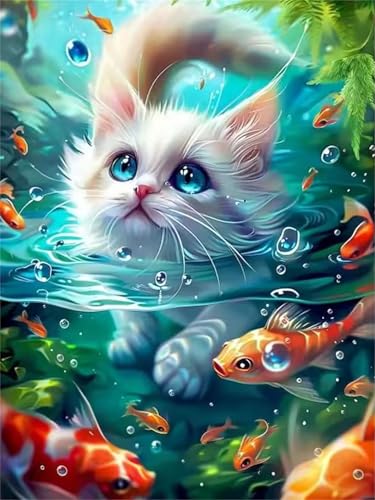 1500 Teile Puzzles für Erwachsene, Impossible Jigsaw Puzzles, Clevere Rätsel, Spaß Herausforderndes Puzzle mit Cat River Koi-Motiv von Tainrun