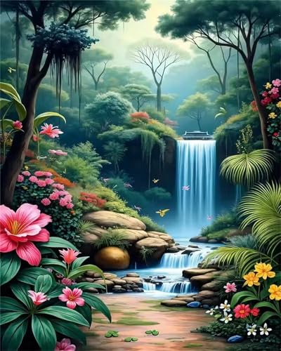 1500 Teile Puzzles für Erwachsene, Impossible Jigsaw Puzzles, Clevere Rätsel, Spaß Herausforderndes Puzzle mit Grüner Baum Wasserfall-Motiv von Tainrun