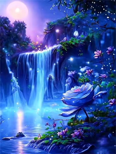 1500 Teile Puzzles für Erwachsene, Impossible Jigsaw Puzzles, Clevere Rätsel, Spaß Herausforderndes Puzzle mit Nacht des Blauen Wasserfalls-Motiv 1500 Teile Puzzles für Erwachsene, Impossible Jigsaw Puzzles, Clevere Rätsel, Spaß Herausforderndes Puzzle mit Nacht des Blauen Wasserfalls-Motiv von Tainrun