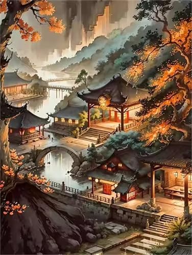 1500 Teile Puzzles für Erwachsene, Impossible Jigsaw Puzzles, Clevere Rätsel, Spaß Herausforderndes Puzzle mit Retro-Architekturpavillon-Motiv von Tainrun