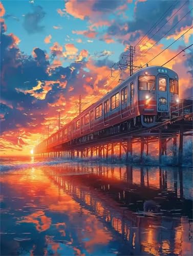 1500 Teile Puzzles für Erwachsene, Impossible Jigsaw Puzzles, Clevere Rätsel, Spaß Herausforderndes Puzzle mit Sunset Bridge Zug-Motiv 1500 Teile Puzzles für Erwachsene, Impossible Jigsaw Puzzles, Clevere Rätsel, Spaß Herausforderndes Puzzle mit Sunset Bridge Zug-Motiv von Tainrun