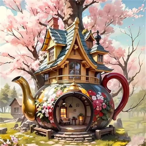 1500 Teile Puzzles für Erwachsene, Impossible Jigsaw Puzzles, Clevere Rätsel, Spaß Herausforderndes Puzzle mit Teekannen-Haus-Motiv von Tainrun