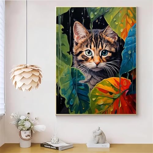 1500 Teile Puzzles für Erwachsene, Impossible Jigsaw Puzzles, Clevere Rätsel, Spaß Herausforderndes Puzzle mit Tropische Blattkatze-Motiv von Tainrun