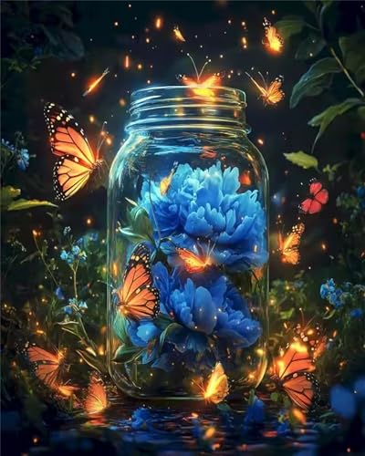 200 Teile Puzzles für Erwachsene, Impossible Jigsaw Puzzles, Clevere Rätsel, Spaß Herausforderndes Puzzle mit Blaue Pfingstrose Glas-Motiv von Tainrun