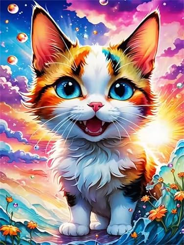 200 Teile Puzzles für Erwachsene, Impossible Jigsaw Puzzles, Clevere Rätsel, Spaß Herausforderndes Puzzle mit Bunte Sonnenuntergangskatze-Motiv von Tainrun