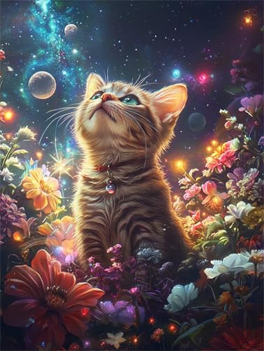 200 Teile Puzzles für Erwachsene, Impossible Jigsaw Puzzles, Clevere Rätsel, Spaß Herausforderndes Puzzle mit Cosmic Cat Flower-Motiv von Tainrun