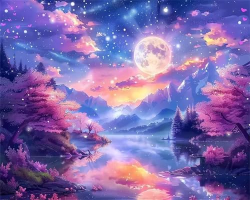 200 Teile Puzzles für Erwachsene, Impossible Jigsaw Puzzles, Clevere Rätsel, Spaß Herausforderndes Puzzle mit Lila Märchenland Mond-Motiv von Tainrun