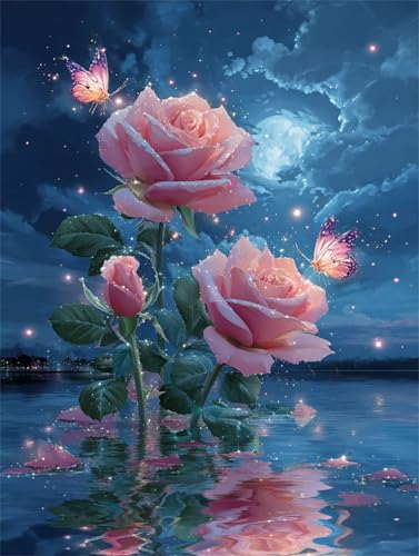 200 Teile Puzzles für Erwachsene, Impossible Jigsaw Puzzles, Clevere Rätsel, Spaß Herausforderndes Puzzle mit Mond Rosa Rosen-Motiv von Tainrun