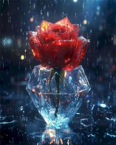 200 Teile Puzzles für Erwachsene, Impossible Jigsaw Puzzles, Clevere Rätsel, Spaß Herausforderndes Puzzle mit Regen Rote Rose-Motiv von Tainrun