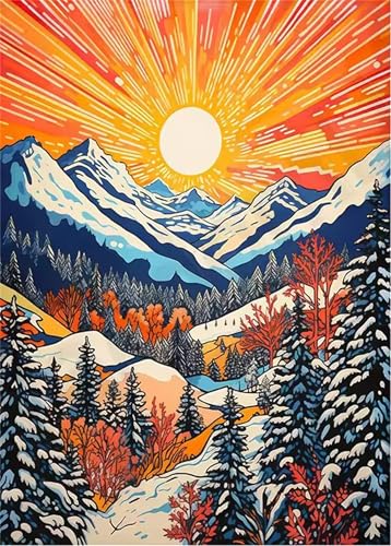 200 Teile Puzzles für Erwachsene, Impossible Jigsaw Puzzles, Clevere Rätsel, Spaß Herausforderndes Puzzle mit Sonnenuntergang Schnee Baum-Motiv von Tainrun