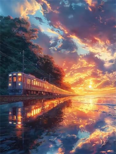 200 Teile Puzzles für Erwachsene, Impossible Jigsaw Puzzles, Clevere Rätsel, Spaß Herausforderndes Puzzle mit Sunset Sea Zug-Motiv 200 Teile Puzzles für Erwachsene, Impossible Jigsaw Puzzles, Clevere Rätsel, Spaß Herausforderndes Puzzle mit Sunset Sea Zug-Motiv von Tainrun