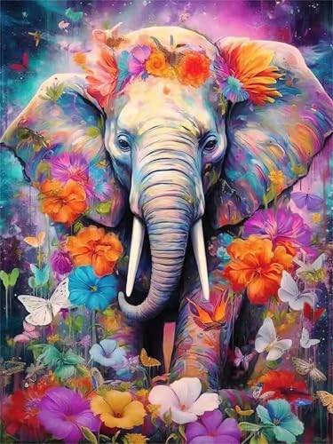 60 Teile Puzzles für Erwachsene, Impossible Jigsaw Puzzles, Clevere Rätsel, Spaß Herausforderndes Puzzle mit Blume Elefant-Motiv von Tainrun