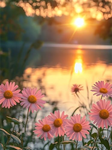 60 Teile Puzzles für Erwachsene, Impossible Jigsaw Puzzles, Clevere Rätsel, Spaß Herausforderndes Puzzle mit Sonnenuntergang Lake Daisy-Motiv von Tainrun