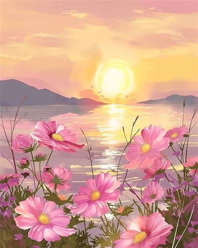 60 Teile Puzzles für Erwachsene, Impossible Jigsaw Puzzles, Clevere Rätsel, Spaß Herausforderndes Puzzle mit Sunset Pink Blume-Motiv von Tainrun