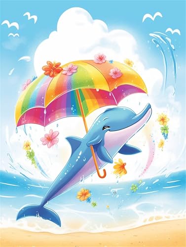700 Teile Puzzles für Erwachsene, Impossible Jigsaw Puzzles, Clevere Rätsel, Spaß Herausforderndes Puzzle mit Bunter Regenschirm Delfin-Motiv von Tainrun