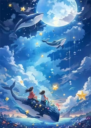 700 Teile Puzzles für Erwachsene, Impossible Jigsaw Puzzles, Clevere Rätsel, Spaß Herausforderndes Puzzle mit Wal Mond Wolke-Motiv von Tainrun