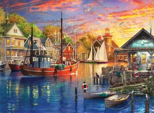 Hafenschiff Jigsaw Puzzles for Adults 300 Jigsaw Puzzles Adults,300 Pieces Puzzle Educational Challenge Toy Games Beautiful Home Decoration Puzzle von Tainrun