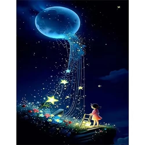 Mond Stern Mädchen Jigsaw Puzzles for Adults 700 Jigsaw Puzzles Adults,700 Pieces Puzzle Educational Challenge Toy Games Beautiful Home Decoration Puzzle von Tainrun
