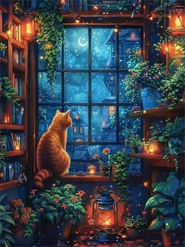 Puzzle 1000 Teile,Puzzles für Erwachsene Fenster Katze,EIN Herausforderndes Rätsel,puzzlespiele für Die Ganze Familie,Geschenke für Erwachsene und Kinder von Tainrun