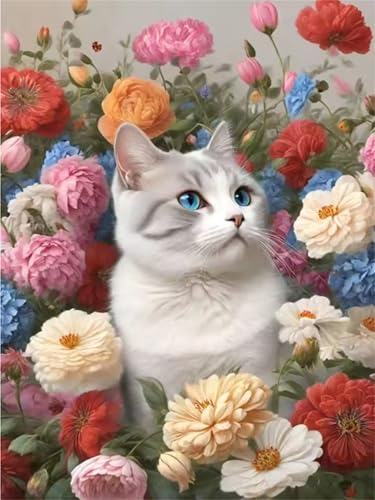 Puzzle 1000 Teile Erwachsene,Puzzle für Erwachsene und Kinder 1000 Teile,Gehirn-Herausforderung,Puzzles Pädagogisches Spiel,Puzzles mit Blume Katze-Motiv von Tainrun