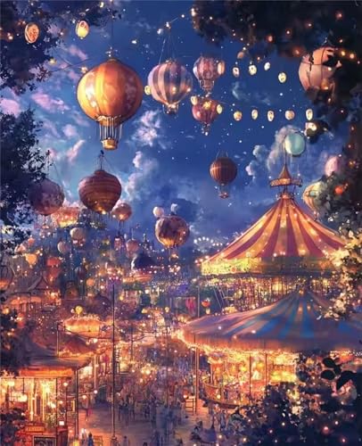 Puzzle 1000 Teile Erwachsene,Puzzle für Erwachsene und Kinder 1000 Teile,Gehirn-Herausforderung,Puzzles Pädagogisches Spiel,Puzzles mit Heißluftballon bei Nacht-Motiv von Tainrun