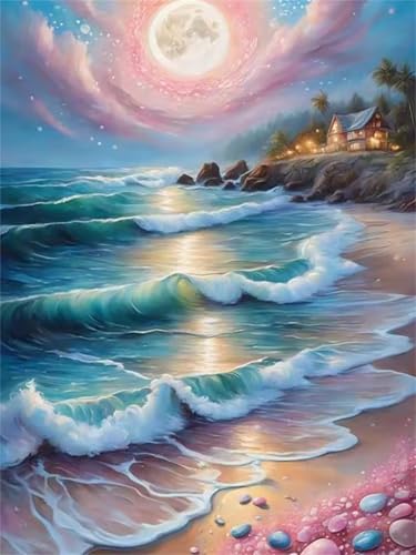 Puzzle 1000 Teile Erwachsene,Puzzle für Erwachsene und Kinder 1000 Teile,Gehirn-Herausforderung,Puzzles Pädagogisches Spiel,Puzzles mit Meer Wellen Mond-Motiv von Tainrun